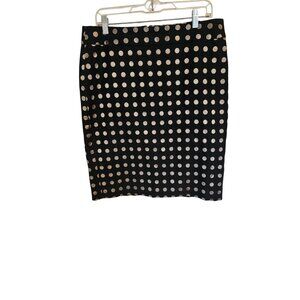 Anne Taylor Skirt‎ size 12 polka dots black knee length pull on